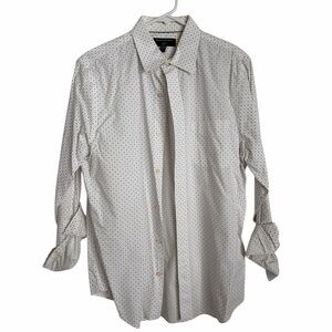 Banana Republic White and Black Dotted Shirt